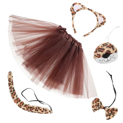 TOPPERFUN 1 Satz Leopard Kostümset für Teiliges Set mit Haarreif Nase Tutu Rock und Fliege für Karneval Halloween und Cosplay Partys von TOPPERFUN