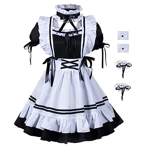 TOPPERFUN 1 Satz Maid Kostüm für Elegantes Rollenspiel Outfit mit Schürze Accessoires für Halloween Kostümpartys TOPPERFUN 1 Satz Maid Kostüm für Elegantes Rollenspiel Outfit mit Schürze Accessoires für Halloween Kostümpartys von TOPPERFUN