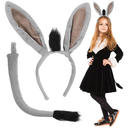 TOPPERFUN 1 Satz Set Graue Ohren und Plüsch Haarreif Kostüm Zubehör für Cosplay und Themenpartys für Erwachsene von TOPPERFUN