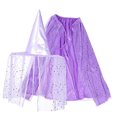 TOPPERFUN 1 Satz Sternen Cape Set für Umhang und Hut für Kostüm Events Karneval und Bühnenaufführungen Glitzerstoff Cosplay Zubehör von TOPPERFUN