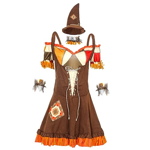 TOPPERFUN 1 Satz Witch Cosplay Kostümset für Damen Halloween Performance Outfit mit Kleid Hut und Accessoires für Rollenspiele und Kostümpartys TOPPERFUN 1 Satz Witch Cosplay Kostümset für Damen Halloween Performance Outfit mit Kleid Hut und Accessoires für Rollenspiele und Kostümpartys von TOPPERFUN