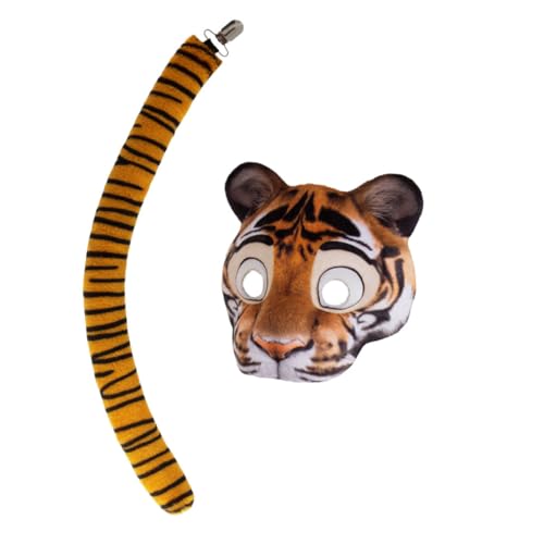 TOPPERFUN 1 Set Halloween-tiger-kostümset: Realistische Tiermaske Mit Für Cosplay-teile, Festivals – Karnevalsbedarf Mit Bequemem Gummiband von TOPPERFUN