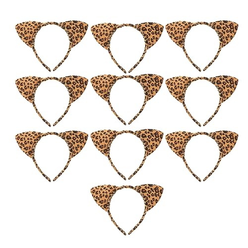 TOPPERFUN 10 Stück Leopard Katzenohren Haarreif Teiliges Verstellbar und Bequem für Halloween Cosplay und Partys Tierkostüm Zubehör für Damen von TOPPERFUN