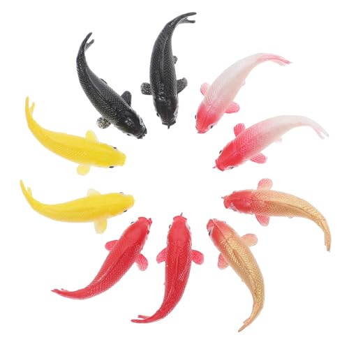 TOPPERFUN 10stücke Miniatur-koi-Fische Aus PVC Winzige Fischfiguren Für DIY-Aquarium-Dekorationen Authentische Kleine Goldfisch-Ornamente Harzminiaturen Für Fischtank-Accessoires von TOPPERFUN