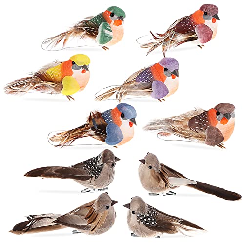 TOPPERFUN 10Stücke Teiliges Künstliche Vögel Clips Lebendige Vogelornamente für Garten Balkon und Bastelprojekte Realistische Dekoration für Jede Gelegenheit von TOPPERFUN