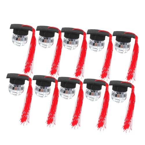 TOPPERFUN 10pcs Grad Themed Disco Ball Quastel Caps Cupcake Toppers Einzigartige DIY Grad -party -dekorationen Für Abschlussfeierlichkeiten Kleine Cupcake -dekore von TOPPERFUN