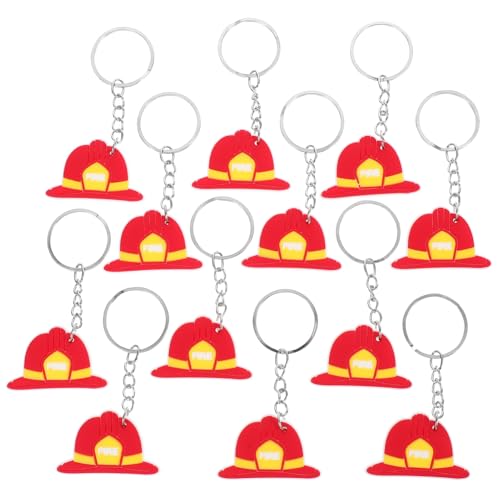 TOPPERFUN 12Stücke Feuerwehrmann Schlüsselanhänger Lustige Feuerwehrhelm Designs Partygeschenk für Feuerwehrmann Themenpartys Vielseitig Rucksackanhänger von TOPPERFUN