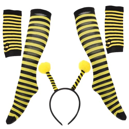 TOPPERFUN 1Satz Bienen Kostüm für Niedliches Cosplay mit Bienen Stirnband Gestreiften Strümpfen und Handschuhen für Halloween Partys und Rollenspiele TOPPERFUN 1Satz Bienen Kostüm für Niedliches Cosplay mit Bienen Stirnband Gestreiften Strümpfen und Handschuhen für Halloween Partys und Rollenspiele von TOPPERFUN