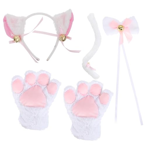 TOPPERFUN 1Satz Katzenohren Cosplay Kostümset für Damen Teiliges mit Fliege und Pfoten für Fasching Halloween und Rollenspiele Hochwertiges Material für Lange von TOPPERFUN