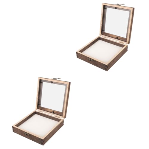 TOPPERFUN 2 Sätze Insektenprobenbehälter aus Glas Moskito Schmetterling Muschelvitrine Schläger Exemplare Insekten-Schaukasten Sammlerbox für Insekten Probenhalter Vitrine aus Holz hölzern von TOPPERFUN