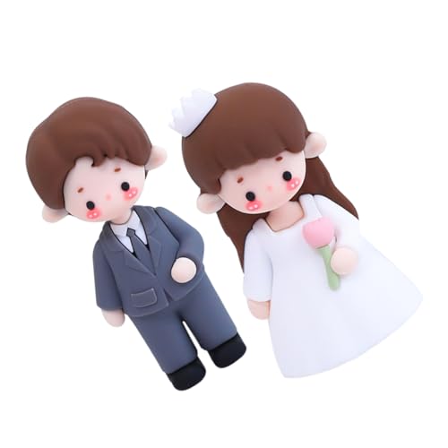 TOPPERFUN 2 Stück Braut und Bräutigampuppe Hochzeitsaufsätze für Kuchen Braut und Bräutigam Braut und Bräutigamfiguren lustiger Hochzeitstortenaufsatz Verlobungsdekorationen weiches Gummi von TOPPERFUN