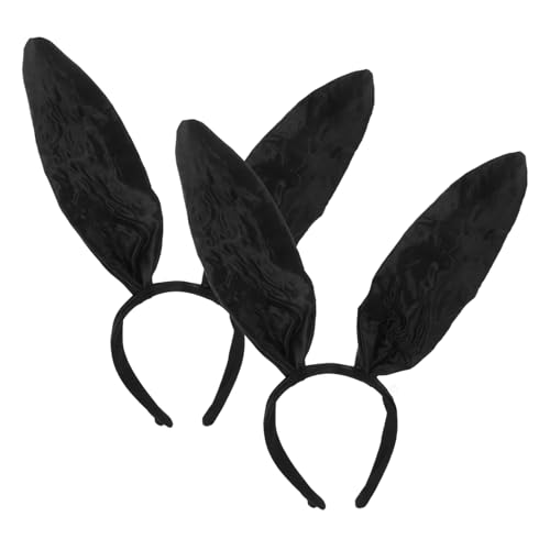 TOPPERFUN 2 Stück Hasenohren Haarreif für Kostümparty Schwarzes Satin Stirnband für Cosplay und Festliche Anlässe Leicht und Bequem zu Tragen für Mottopartys und Veranstaltungen von TOPPERFUN
