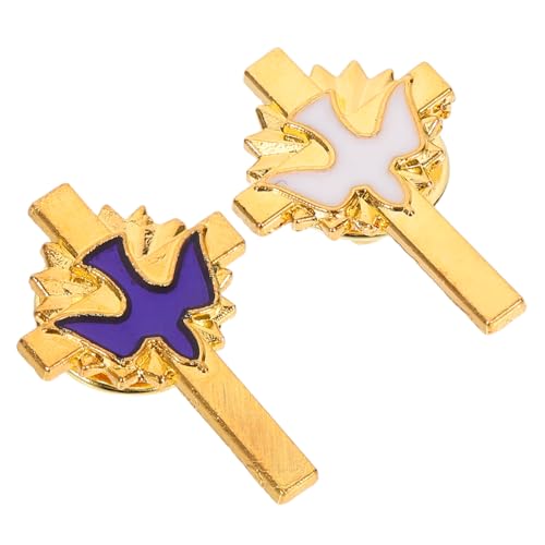 TOPPERFUN 2 Stück Reversnadel kreuzen Friedenstaube Anstecker Taufbrosche Vintage Brosche Damen Anstecknadeln Taufe begünstigt Broschen und Anstecknadeln für Damen Vintage-Pins Zinklegierung von TOPPERFUN