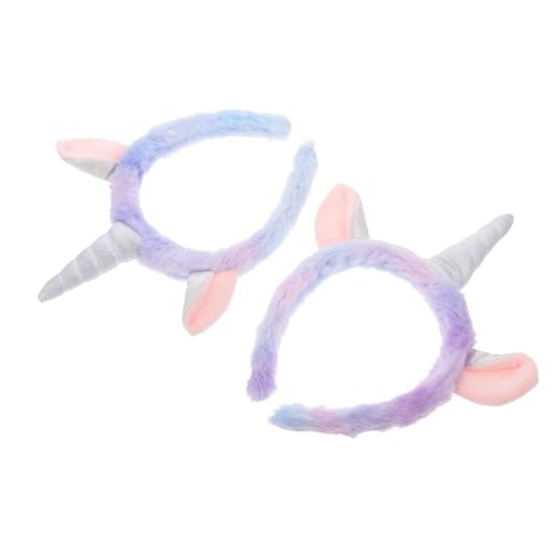 TOPPERFUN 2 Stück Teiliges Einhorn haarband Plüsch Weich Stirnband für Mädchen Geburtstagsfeier Alltag Makeup Waschgesicht Niedliches Accessoire von TOPPERFUN