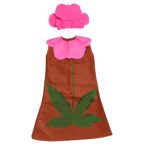 TOPPERFUN 2 Stück Teiliges Kinderkostüm Umweltfreundlich Süßes Blumenkleid mit Passendem Hut für Halloween und Kinderfest Bühnenauftritte Party Geeignet von TOPPERFUN