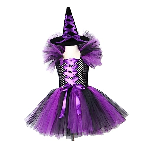 TOPPERFUN 2 Stück Teiliges Kreatives Hexen Cosplay Kostüm mit Tüllrock für Halloween Feiern und Kindergeburtstagsfeste Hut Jahre Schwarz TOPPERFUN 2 Stück Teiliges Kreatives Hexen Cosplay Kostüm mit Tüllrock für Halloween Feiern und Kindergeburtstagsfeste Hut Jahre Schwarz von TOPPERFUN