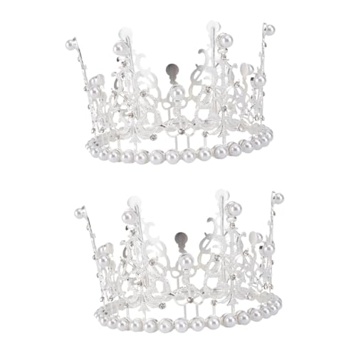 TOPPERFUN 2 Stück Teiliges Perlen Tortenaufsatz Silber Legierung Kuchen Deko Geburtstag Fest Party Schmuck für Braut von TOPPERFUN