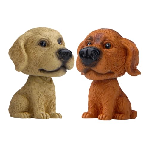 TOPPERFUN 2 Stück Teiliges Wackelkopf Hund Auto Armaturenbrett Dekoration Niedliche Hundefigur Auto Innenraum Zubehör Dashboard Deko für Frauen von TOPPERFUN