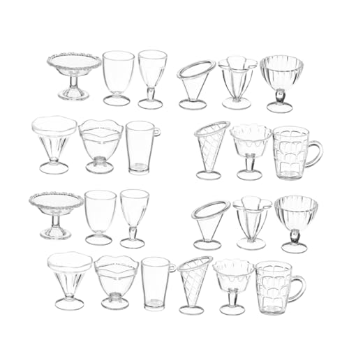 TOPPERFUN 24 Stück Miniaturbecher Set Multifunktionale Mini Eisbecher für Puppenhaus Tragbar Zubehör für Miniaturszenen und Kreative Dekoration von TOPPERFUN