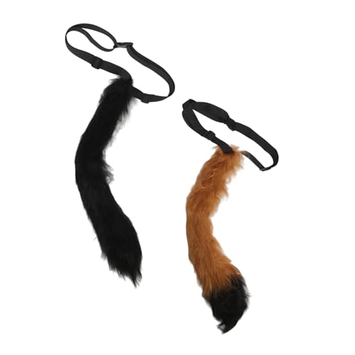 TOPPERFUN 2Stücke Cosplay Einstellbarer Süßer Fuchsschwanz für Halloween Kostümpartys Tierkostüm Requisite für Erwachsene Lange Plüschschwänze von TOPPERFUN
