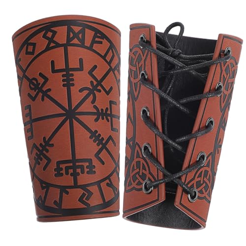 TOPPERFUN 2stücke Mittelalter Armschienen Handgelenkschutz Cosplay Armschutz Geprägt Lederoptik Handgelenkschienen Renaissance Kostüm Zubehör von TOPPERFUN