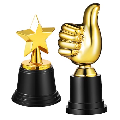 TOPPERFUN 2Stücke Trophäen Daumen Und Stern Design Dekorative Auszeichnung Aus Kunststoff Perfektes Partygeschenk Für Erfolge Und Wettbewerbe Trophäendekor Für Kindergeburtstag von TOPPERFUN