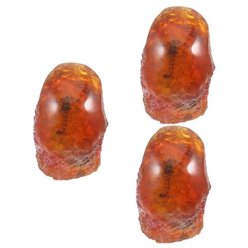 TOPPERFUN 3 Stück Bernstein-Fossilprobe Bernstein-Insektenexemplar Exemplar eines Bernsteinskorpions Insektenpräparat Amber Bug-Sammlung bernsteinfarbenes Insektenexemplar Insektendekor Harz von TOPPERFUN