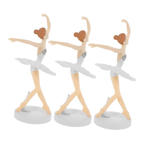 TOPPERFUN 3 Stück Kuchendekoration geburtstagskuchen tanz Cupcake Dekoration Kuchenverzierung Kuchenfiguren Ballett Miniatur Hochzeits-Cupcake-Topper Tortenaufsätze für Geburtstage PVC Weiß von TOPPERFUN