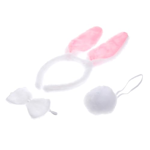 TOPPERFUN 3 Stück Teiliges Hasenohren Stirnband mit Plüsch Schleifen und Hasenschwänzen Niedliches Kopfband für Party Cosplay Karneval und Kostüm Vielseitiger Kopfschmuck Zufällige Farbe von TOPPERFUN