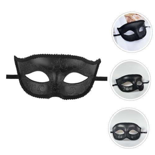 TOPPERFUN 3 Stück Venezianische Spitzen maskenballmaske Schwarz Halbe Gesichtshälfte Elegante Halloween Kostüm für Fasching Karneval Party und Cosplay von TOPPERFUN