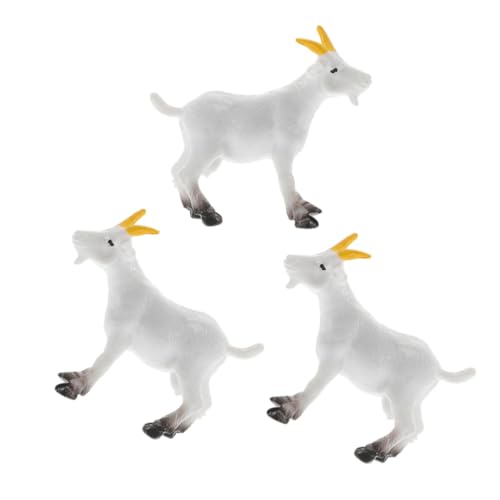 TOPPERFUN 3 Stück Ziegenmodell-Ornamente Schaf Mini-Ziegenfiguren für Ziegen kleine Tierfiguren Mini-Harz-Lamm Lamm-Garten-Statue Hundelammspielzeug Lämmer PVC Weiß von TOPPERFUN