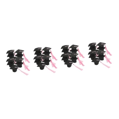 TOPPERFUN 4 Stück Abschlusskuchendekor Herzlichen Glückwunsch Grad Cake Topper Grad Cap Cupcake Topper Cupcake-topper Mit Abschlusskappe Dekorationen Party Mini Black Papier von TOPPERFUN