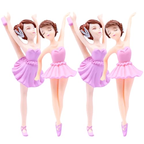 TOPPERFUN 4 Stück Ballerina Cupcake Topper Ballettmädchen Torten Deko für Geburtstagsfeiern und Tanzpartys Wiederverwendbare Tortendekoration von TOPPERFUN