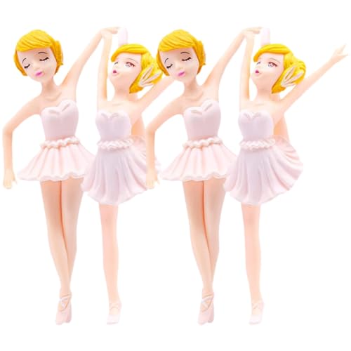 TOPPERFUN 4 Stück Ballettmädchen Kuchen Dekoration Cupcake Topper für Geburtstagsfeiern Weiße Süße Weiße Figuren für Tanzpartys und Festliche Anlässe von TOPPERFUN