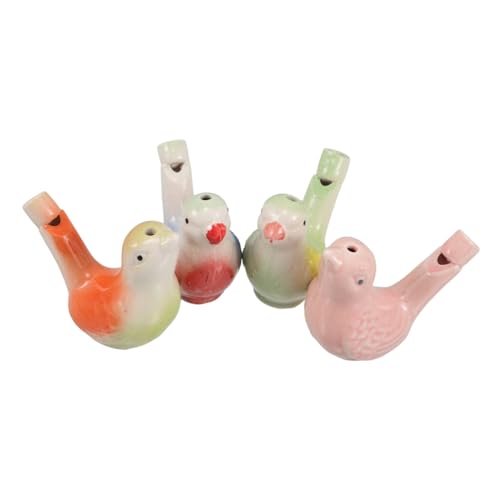 TOPPERFUN 4 Stück Keramische Vogelpfeifen Teiliges mit Wasserfüllung und Hängeband Realistische Vogelrufe Leicht und Tragbar für Vogelbeobachter Outdoor und Partygeschenke von TOPPERFUN