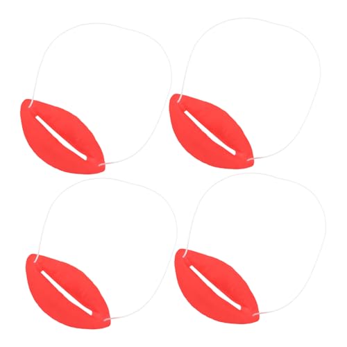 TOPPERFUN 4 Stück Maske Clownsnase aus Gummi Streich Zunge orange Nase hupende Clownsnase Mundstütze Kuss-Kostümzubehör falsche große Lippen Schweinohren Kostüm Emulsion rot von TOPPERFUN