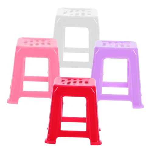 TOPPERFUN 4 Stück Mini-stuhlmodell Mini-stuhl-modell Vintage Puppenhausmöbel Miniatur-bank Miniaturpuppenhausmöbel Miniaturmöbel Zubehör Für Puppenhäuser Kleiner Hocker Mini Möbel Plastik von TOPPERFUN