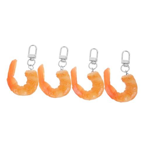 TOPPERFUN 4 Stück Realistische Shrimp Schlüsselanhänger Anhänger Imitation Lebensmittel Modelle für Taschen und Rucksäcke für Partys und von TOPPERFUN