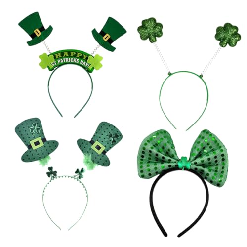 TOPPERFUN 4 Stück Teiliges Patrick's Day Haarreifen Grüne Kostüm Haaraccessoires mit Kleeblatt Muster für Karneval und Partys um Festliche zu Schaffen TOPPERFUN 4 Stück Teiliges Patrick's Day Haarreifen Grüne Kostüm Haaraccessoires mit Kleeblatt Muster für Karneval und Partys um Festliche zu Schaffen von TOPPERFUN