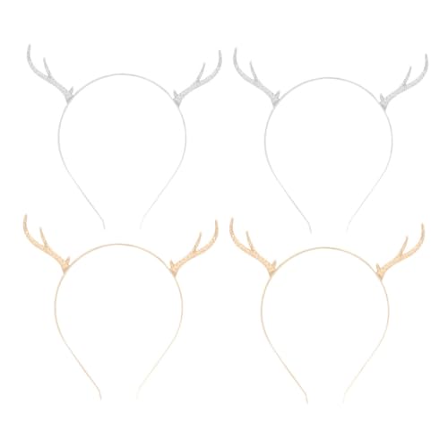 TOPPERFUN 4 Stück Teiliges Weihnachts Haarreif mit Rentiergeweih Festlicher Xmas Kopfschmuck für Erwachsene und Einstellbare Haarbänder für Weihnachtsfeier und Winter Party von TOPPERFUN