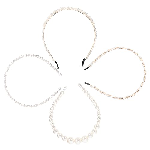 TOPPERFUN 4Stücke Perlen Stirnbänder für Handgefertigte Kopfbedeckung für Hochzeiten und Partys Modischer Haarschmuck für Damen von TOPPERFUN