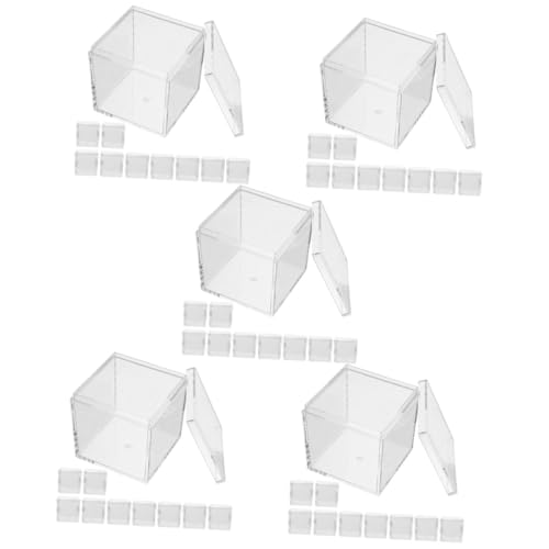 TOPPERFUN 5 Sätze Transparente Kunststoffbox Anzeige Mineral Container Aufbewahrungsboxen Lagerung Quadratische Vitrine Aufbewahrungskoffer Für Proben Musterkoffer Acryl 10 Stück * 5 von TOPPERFUN
