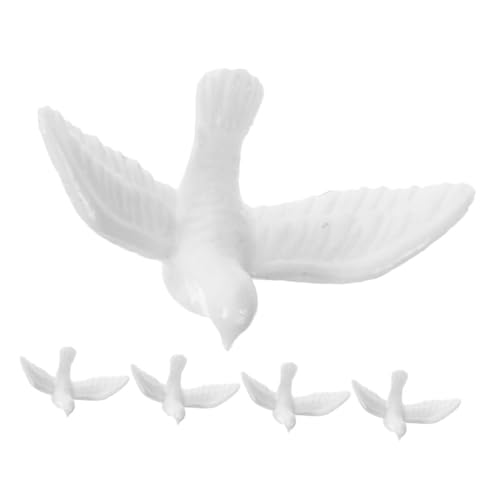 TOPPERFUN 5 Stück Kleine Weiße Tauben-Ornamente Taubenmodell Bastelfigur Realistisches Vogel-Miniaturspielzeug Miniaturfiguren Zum Basteln Taubendekor Winzige Bastelarbeiten von TOPPERFUN