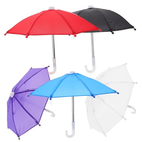 TOPPERFUN 5 Stück Mini Regenschirm Zubehör Für Mädchen Regenschirme Niedlich Klein Rosa Zubehör Regen Kinderpuppe Mini Regenschirm Miniatur Kunststoff von TOPPERFUN