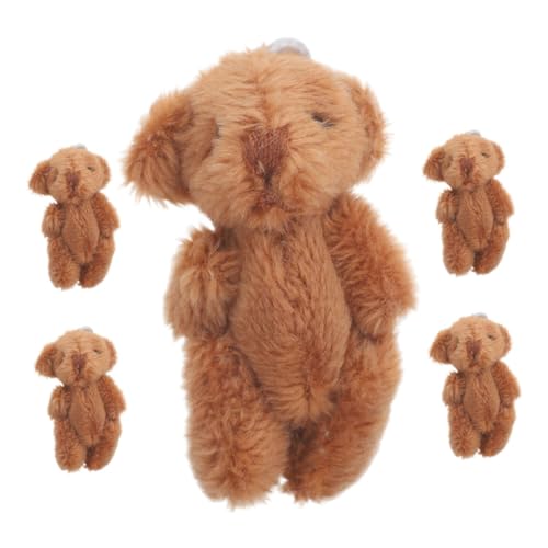 TOPPERFUN 5 Stück Miniatur-Kuscheltiere Schlüsselanhänger Bär Taschenbär kleine Bären Minibären Bärendekorationen Partygeschenke tragen Stofftier Bär Plüsch Coffee von TOPPERFUN