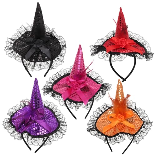 TOPPERFUN 5 Stück Teiliges Halloween Kostüm Haarreif Bunte Glitzer Haarreifen für Erwachsene für Halloween Feiern Unisex Sicher und Langlebig von TOPPERFUN