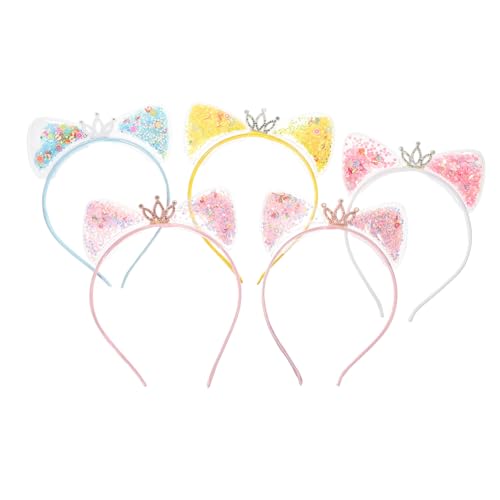 TOPPERFUN 5 Stück Teiliges Pailletten Katzenohren Haarreif mit Quicksand Design Party Haarband für Modisches Accessoire für Kostüm Karneval Alltag und Zufällige Farbe Zufällige Farbe TOPPERFUN 5 Stück Teiliges Pailletten Katzenohren Haarreif mit Quicksand Design Party Haarband für Modisches Accessoire für Kostüm Karneval Alltag und Zufällige Farbe Zufällige Farbe von TOPPERFUN