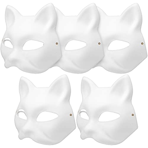 TOPPERFUN 5Er-Pack Weiße Katzenmasken Leere Katzenmasken Für Die Dekoration Diy-Halloween-Masken Tier-Halbmasken Maskerade Cosplay-Party TOPPERFUN 5Er-Pack Weiße Katzenmasken Leere Katzenmasken Für Die Dekoration Diy-Halloween-Masken Tier-Halbmasken Maskerade Cosplay-Party von TOPPERFUN