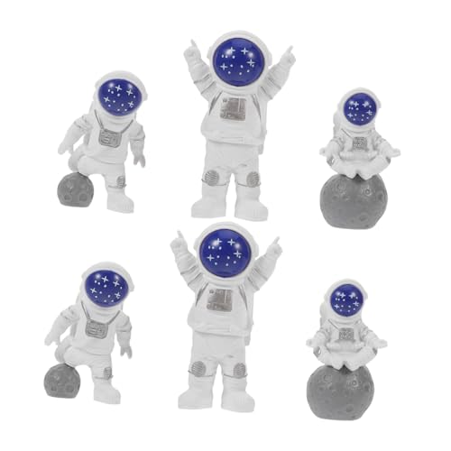 TOPPERFUN 6 Stück Teiliges Astronaut Resin Cake Topper Weltraum-dekoration für Kindergeburtstag und Babyparty Wiederverwendbare Mini Figuren mit Detailreicher Gestaltung als Tortendeko und von TOPPERFUN