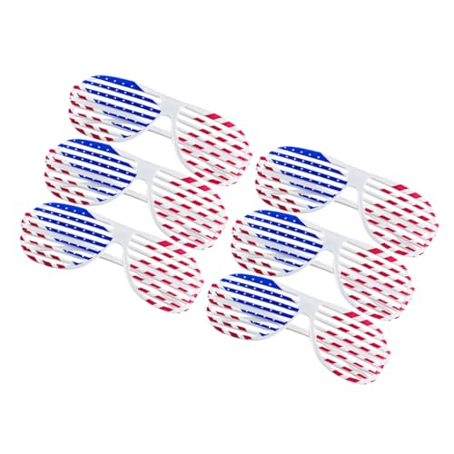 TOPPERFUN 6 Stück Teiliges Shutter Glasses mit Amerikanischer Flagge Leichte Plastik Sonnenbrille für Independence Day Party Lustige Foto Requisiten für Erwachsene für Feierlichkeiten von TOPPERFUN